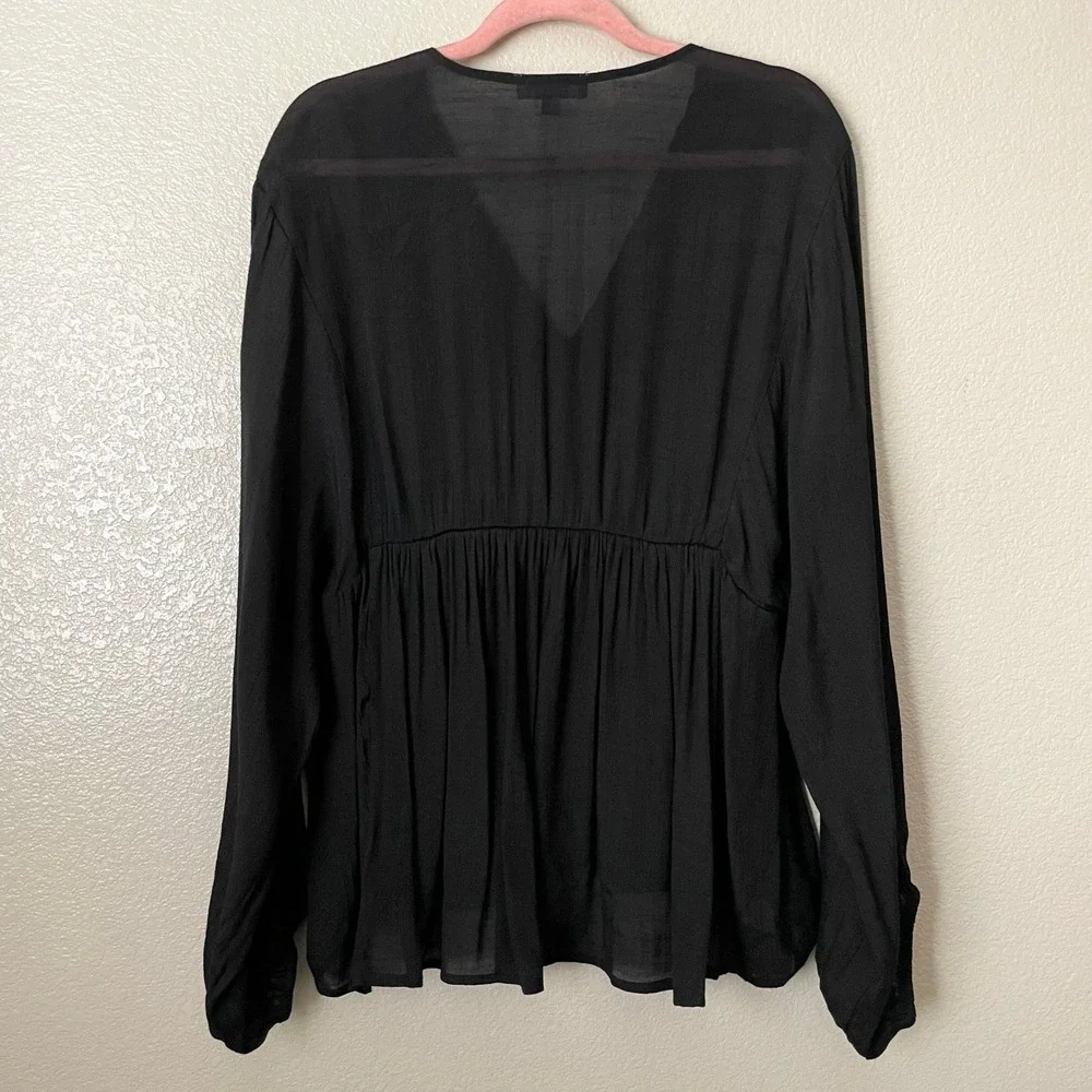 Umgee Top Womens 1XL Black Floral Embroidered Babydoll Blouse Boho Cottagecore - Picture 9 of 12